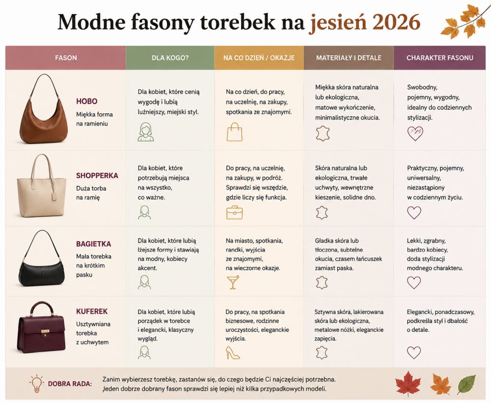 modne fasony torebek na jesien 2026